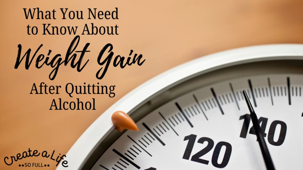 Image: A scale set in the corner of the image, with the pointer nearing 140 pounds. The background of the image is a wood floor. Image represents the blog titled, "What you need to know about weight gain after quitting drinking."